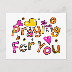 Cute Praying For You Greeting Text Expression Postcard