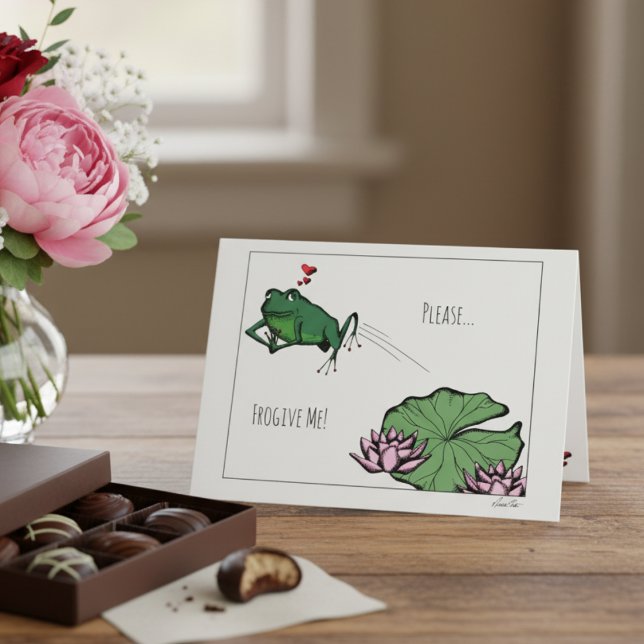 Cute Praying Froggy Please Frogive Me Apology Card (Please Frogive Me Romance Forgiveness Cards to Say Sorry for Husband or Wife. Cute Frog Illustration)