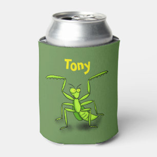Cute praying mantis cartoon can cooler