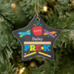 Cute Pre-K Preschool Crayons Chalkboard Photo Star Ceramic Tree Decoration<br><div class="desc">Pre-K photo ornament design features an apple, a ruler, crayons, pencils and bold, colourful fun typography! Click the customise button for more options for modifying the text! Variations of this design, additional colours, as well as coordinating products are available in our shop, zazzle.com/store/doodlelulu. Contact us if you need this design...</div>