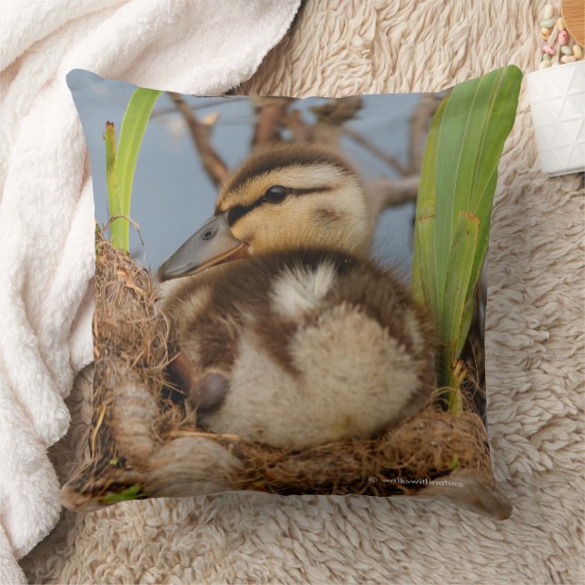 Cute Precocious Mallard Duckling Baby Bird Cushion (Blanket)