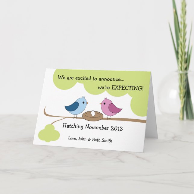 Cute Pregnancy Announcement - Birds In Nest (Front)