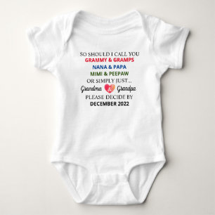 Cute Pregnancy Reveal for Grandparents Baby Bodysuit