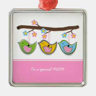 Cute pregnant birdies flowers Mother's Day Metal Tree Decoration