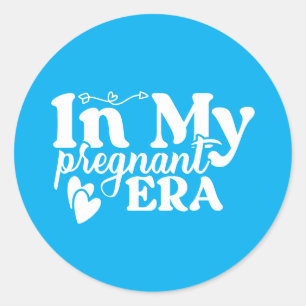 Cute pregnant era word art  classic round sticker