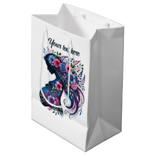 Cute Pregnant Mom customizable Medium Gift Bag