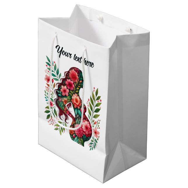Cute Pregnant Mum customisable  Medium Gift Bag (Front Angled)