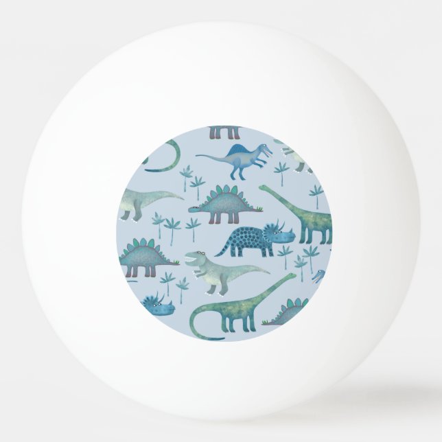 Cute Prehistoric Blue Dinosaur Pattern Ping Pong Ball (Back)