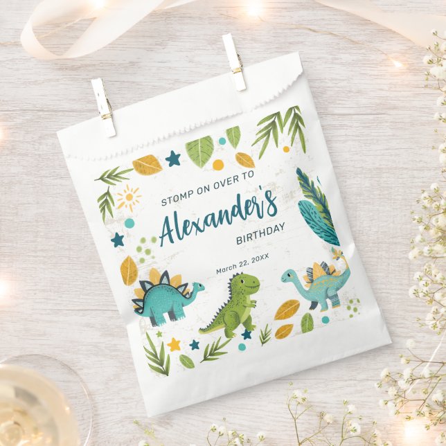 Cute Prehistoric Dinosaur Birthday Kids Favour Bags (Clipped)