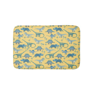 Cute Prehistoric Dinosaur Pattern Yellow Bath Mat