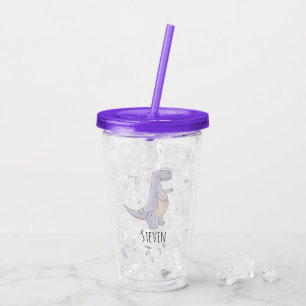 Cute Prehistoric Dinosaur Toy Watercolor Acrylic Tumbler