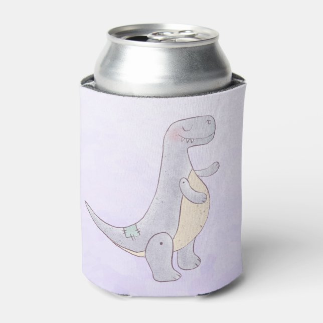 Cute Prehistoric Dinosaur Toy Watercolor  Can Cooler (Can Front)