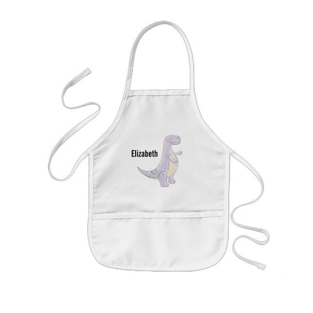 Cute Prehistoric Dinosaur Toy Watercolor  Kids Apron (Front)