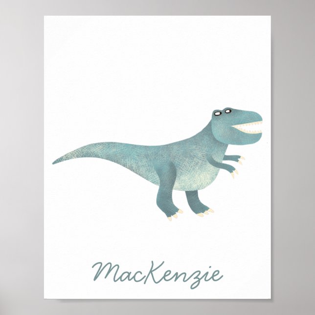 Cute Prehistoric T-Rex Dinosaur Personalised Poster (Front)