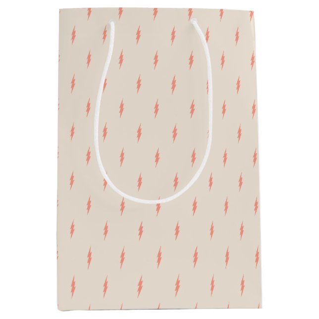cute preppy aesthetic pink lightning bolt medium gift bag (Front)
