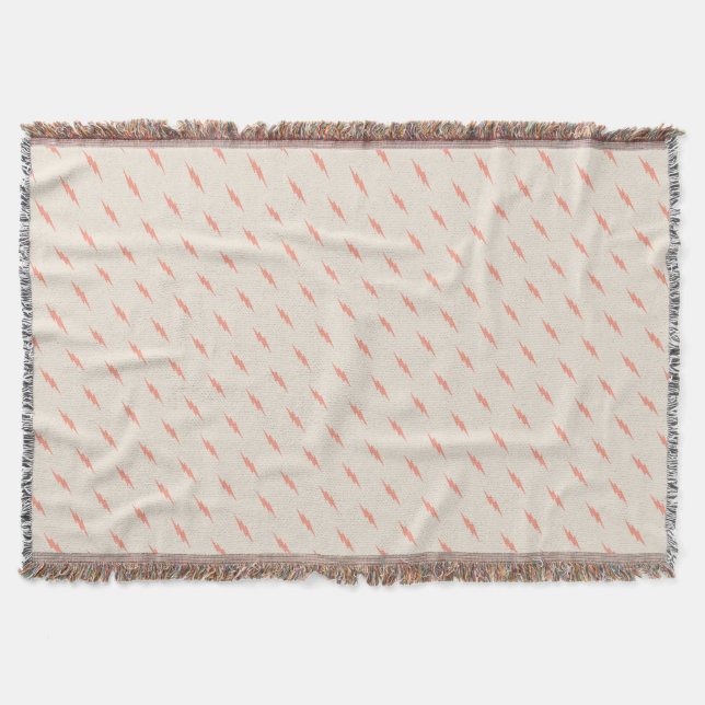 cute preppy aesthetic pink lightning bolt throw blanket (Front)