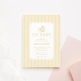 Cute Preppy Baby Stroller Baby Shower Invitation