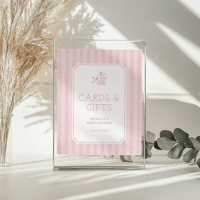 Cute Preppy Baby Stroller Baby Shower Invitation Acrylic Sign (Creator Uploaded)