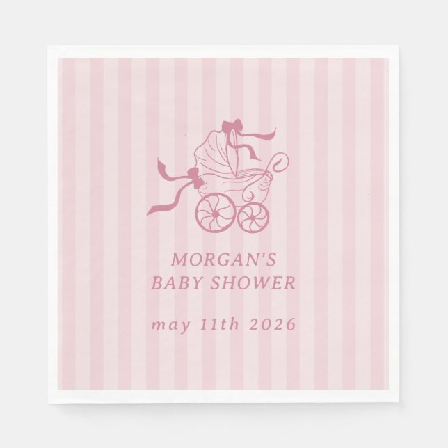 Cute Preppy Baby Stroller Baby Shower Napkin (Front)