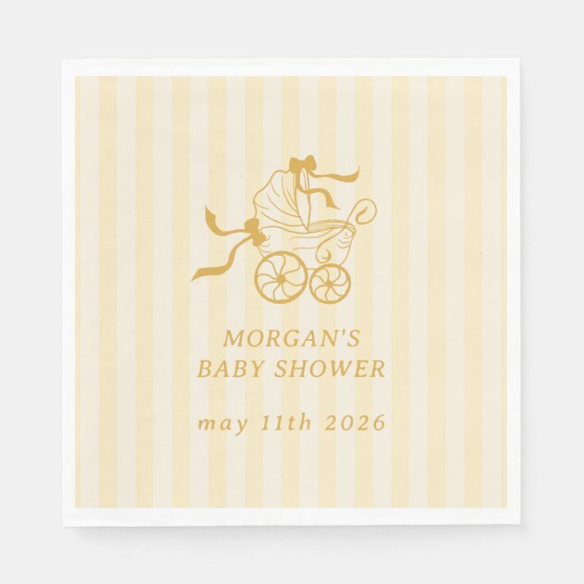 Cute Preppy Baby Stroller Baby Shower Napkin (Front)