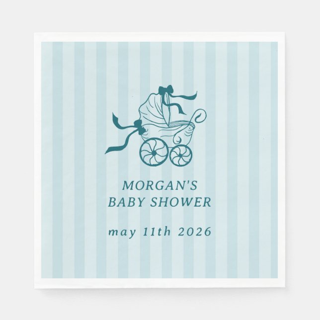 Cute Preppy Baby Stroller Baby Shower Napkin (Front)