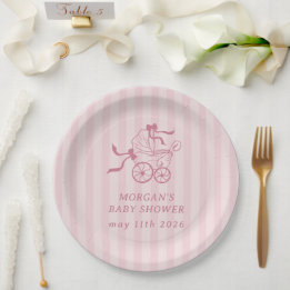 Cute Preppy Baby Stroller Baby Shower Paper Plate
