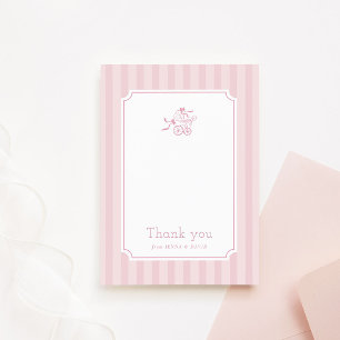 Cute Preppy Baby Stroller Thank You Card