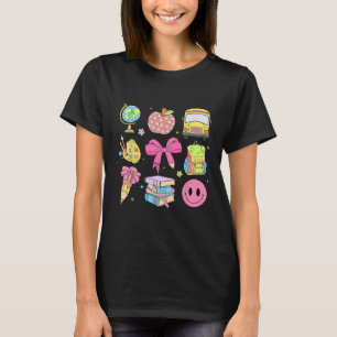 Cute Preppy Back To School Coquette Pencil Bow Tea T-Shirt