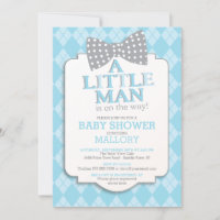 Cute Preppy Bow Tie Argyle Little Man Baby Shower