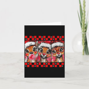 Cute Preppy Christmas,reindeer Brushstrokes Funny Card