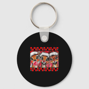 Cute Preppy Christmas,reindeer Brushstrokes Funny Key Ring