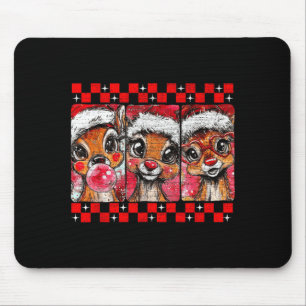 Cute Preppy Christmas,reindeer Brushstrokes Funny Mouse Mat