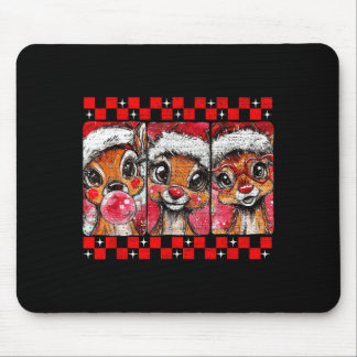 Cute Preppy Christmas,reindeer Brushstrokes Funny  Mouse Mat