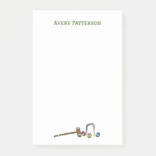 Cute Preppy Croquet Hand-Illustrated Boho Chic Post-it Notes