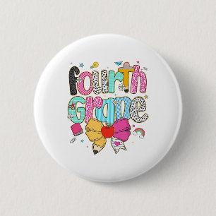 Cute Preppy Fourth Grade Teacher Leopard Coquette 6 Cm Round Badge