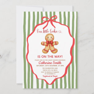 Cute Preppy Gingerbread Christmas Baby Shower  Invitation
