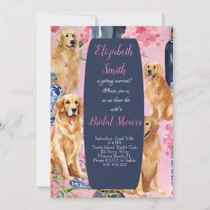 Cute  preppy golden retriever dog invitation