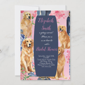 Cute  preppy golden retriever dog invitation