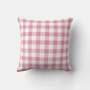 Cute Preppy Pink Gingham Plaid Pattern Cushion
