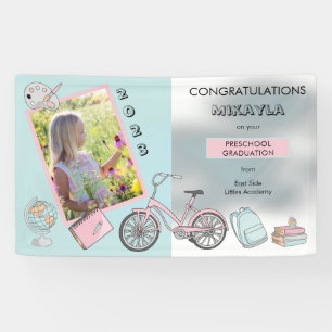 Cute Preschool Photo Girl Congratulations Banner