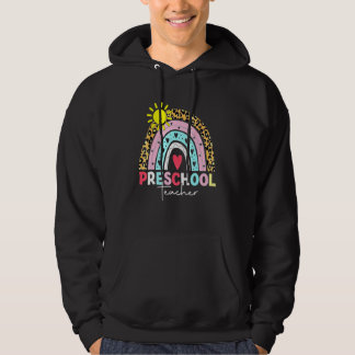 Cute Preschool Teacher Rainbow Leopard  Back To Sc Hoodie