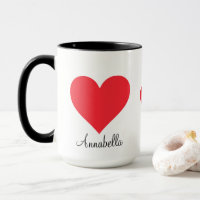 Cute Present Script Love You Big Red Heart Coffee