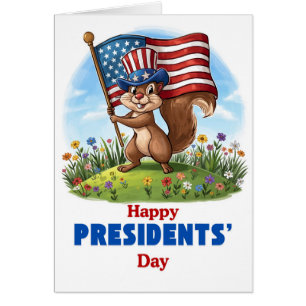 Cute Presidents' Day Squirrel With Flag