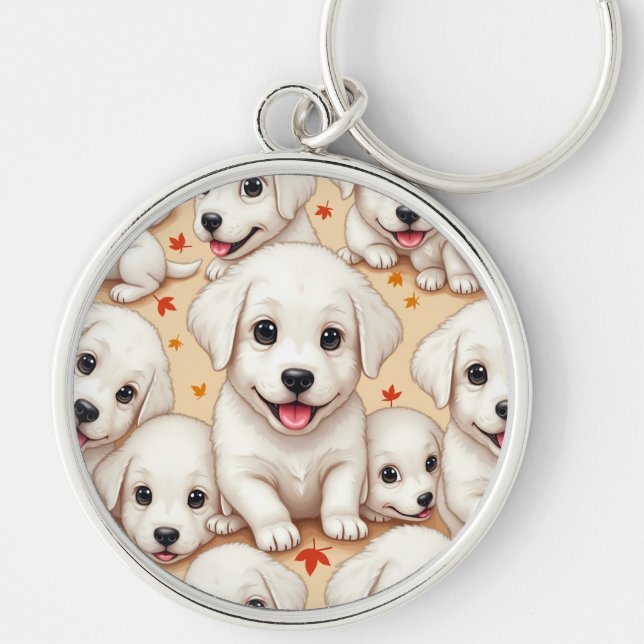 cute pretty adorable puppies  key ring (Front)