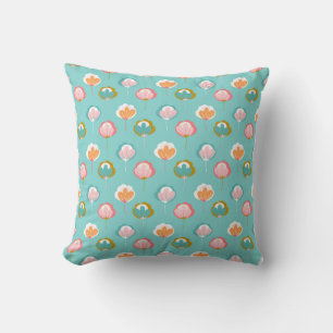 Cute pretty baby blue leaf pattern cushion