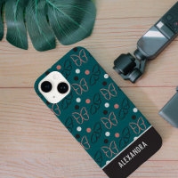 Cute Pretty Blue Grey/Grey Butterfly Art Pattern