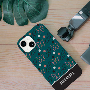 Cute Pretty Blue Grey/Grey Butterfly Art Pattern iPhone 14 Case