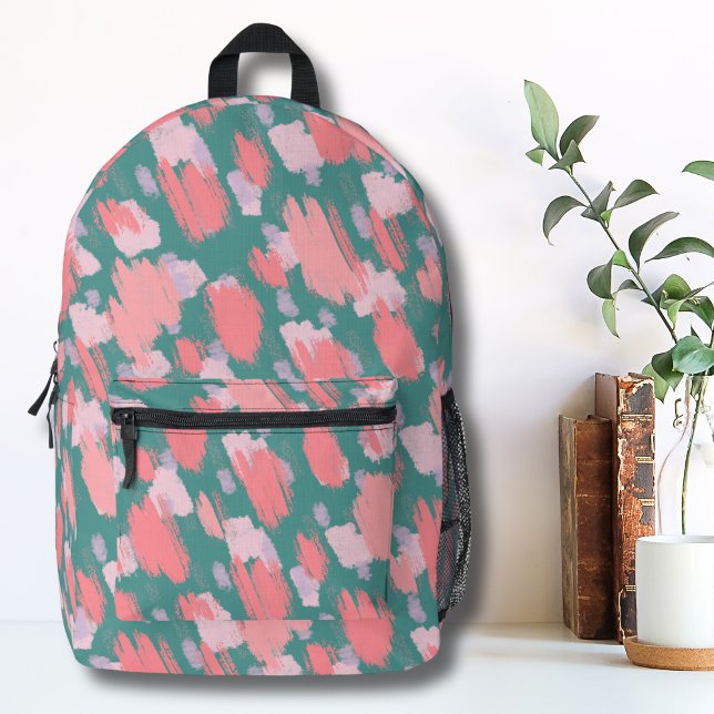 Cute Pretty Colourful Pattern Girls Printed Backpack (Trendy Abstract Brushstrokes Colorful Pattern Printed Backpack)