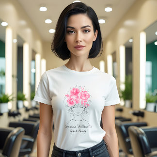 Cute pretty girl pink watercolor roses-Floral T-Shirt