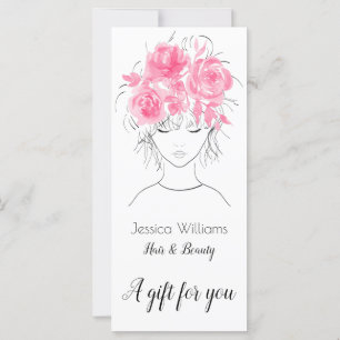 Cute pretty girl with pink watercolor roses-Floral